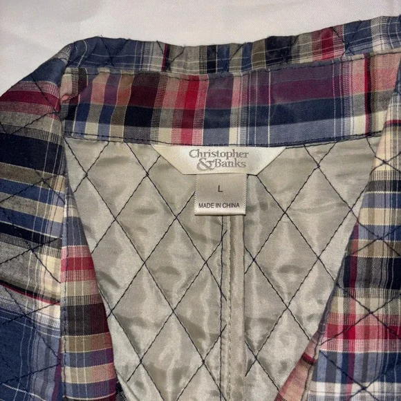 Christopher Banks Vest Womens Large Quilted Plaid Pockets Cottagecore Earthy L - Picture 3 of 5